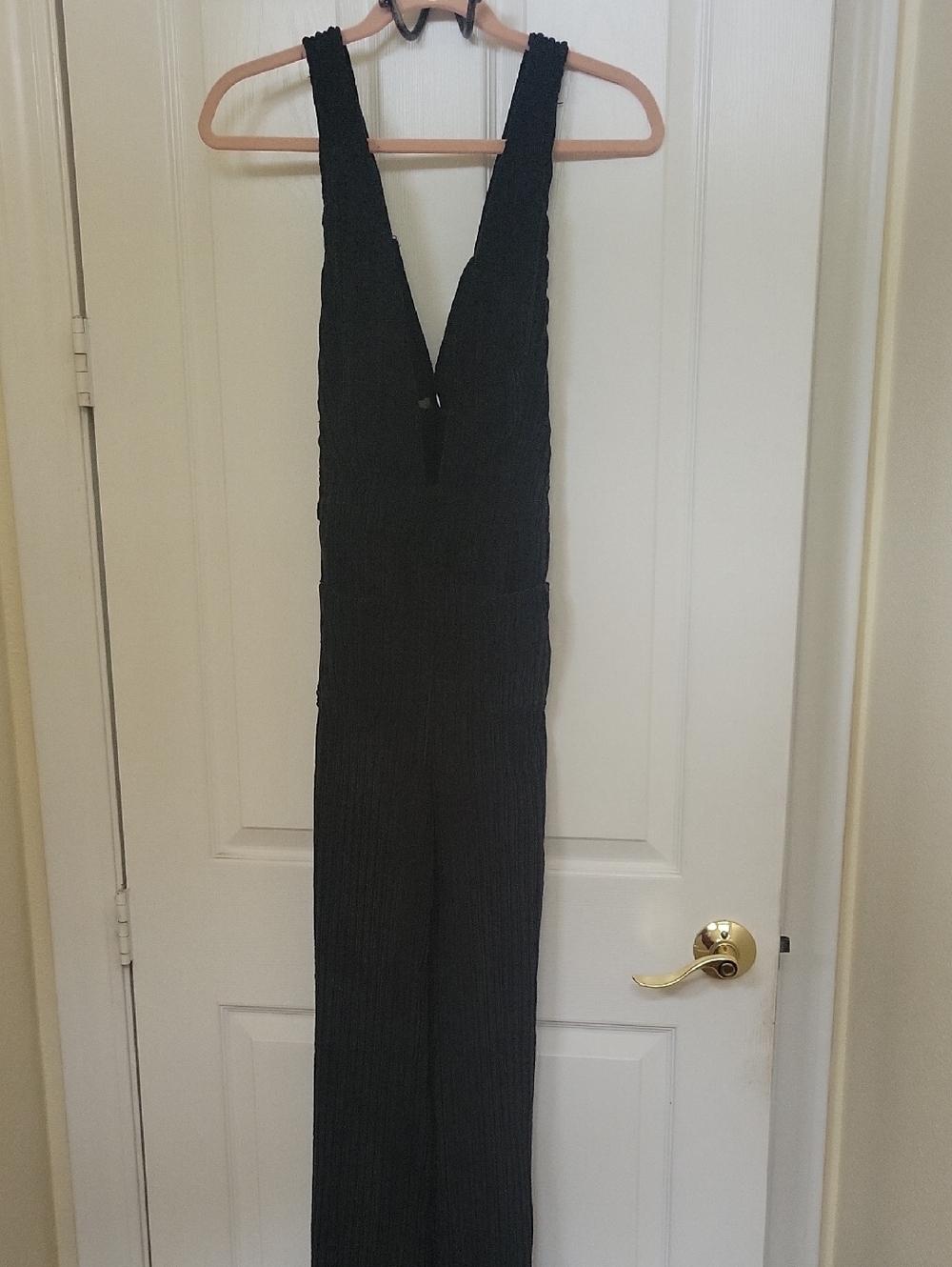 BDG Black Sleeveless Deep V Wide-Leg Jumpsuit